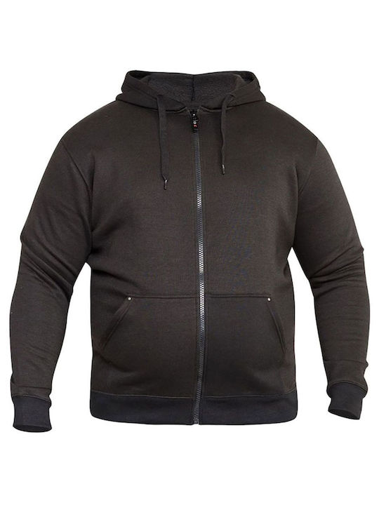 DUKE Cardigan negru pentru bărbați cu hanorac din fleece CANTOR KS1609 Negru