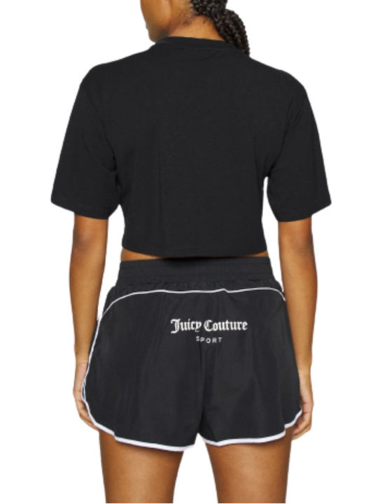 Juicy Couture pentru Femei de Vară Crop Top cu Mâneci Scurte Negru