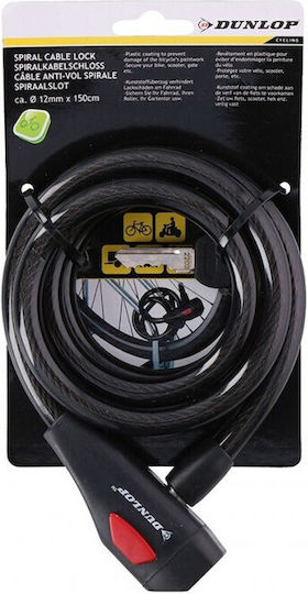 Dunlop Spiral Cable 12mm Велосипедна катинарка с връзка с ключ Черен