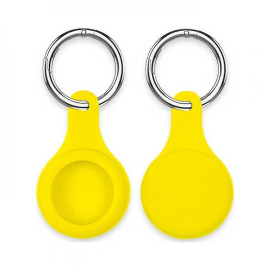 Slide Keychain Loop Θήκη Μπρελόκ Σιλικόνης για AirTag σε Κίτρινο χρώμα