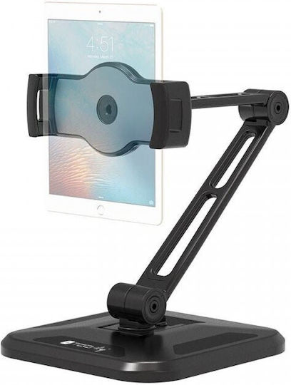 Techly Desk and Wall Extensible Support for Tablet and iPad 4.7"-12.9" Tablet Stand with Extension Arm Until 12.9" Black