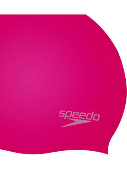 Speedo Plain Moulded Silicone Kids Swimming Cap Pink