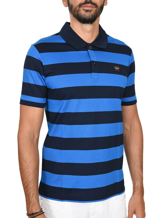 PAUL&SHARK POLO LOGO DOUBLE MERCERIZED STRIPES LIGHT BLUE