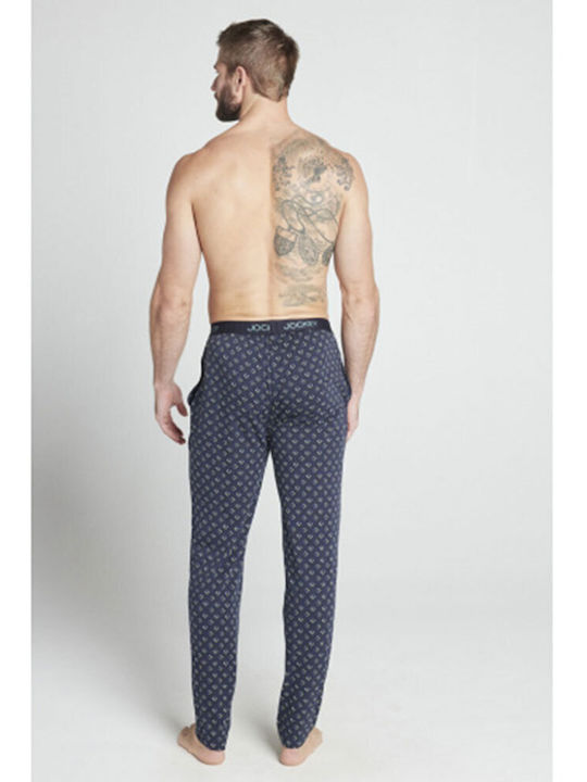 Pantaloni de pijama jockey cu design în culoarea albastră