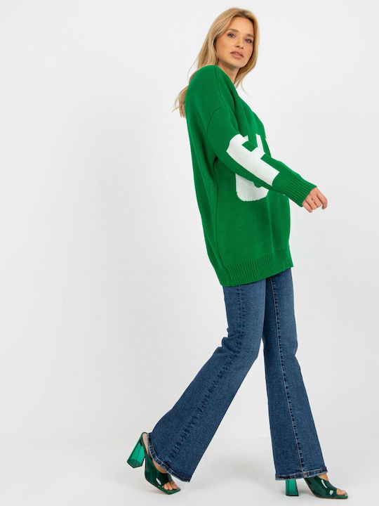 Rue Paris Women's Long Sleeve Sweater Green