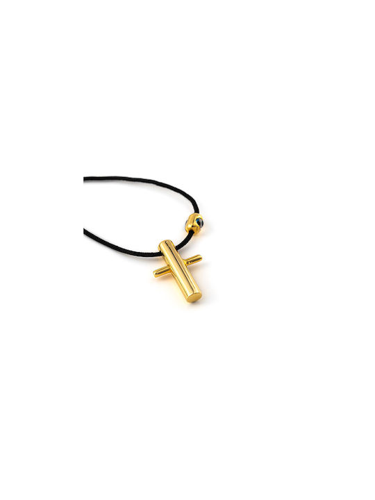 Necklace Cord with Cross and Mataki - Gold plated Silver 925 80cm X 1mm