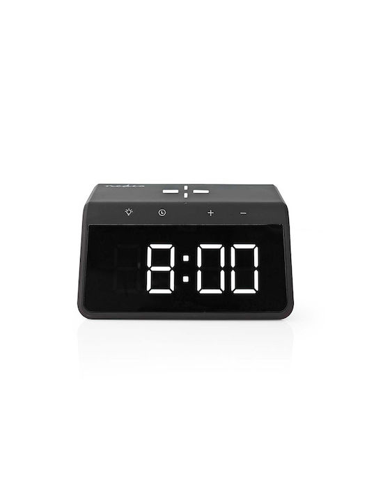 Nedis Tabletop Digital Clock with Alarm & Wireless Charging Black WCACQ30BK