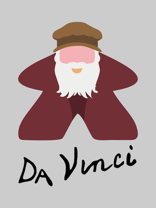 Da Vinci Meeple tricou cu mânecă lungă pentru copii - ROȘU