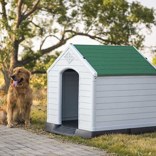 Vesta Hundehütte Hundehaus Groß Kunststoff Außenbereich Grün 97x101x99cm