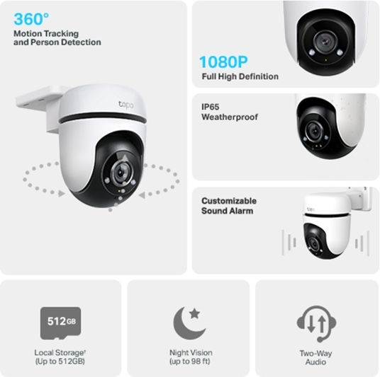 TP-LINK Tapo C500 v1 IP Surveillance Camera Wi-Fi Full HD 1080p Waterproof with Two-Way Communication