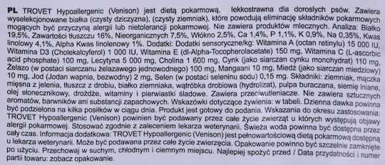 Trovet Hypoallergenic VPD 3кг Суха Храна без Зърнени храни и Глутен за Възрастни Кучета с Елен и Картофи