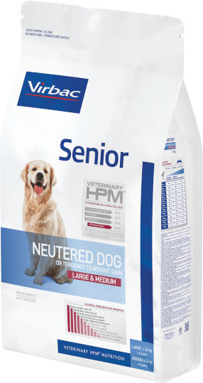 Virbac Senior Neutered Large & Medium 12kg Dry Food for Senior Neutered Medium & Large Breed Dogs with Pork, Chicken, Rice, Poultry and Potatoes