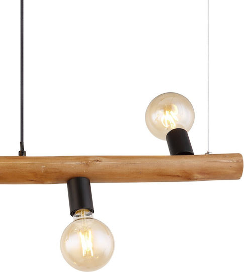 Globo Lighting Kira Pendant Light Brown Rail for 4 Bulbs E27 80x17x150cm