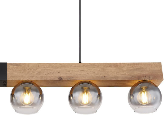 Globo Lighting Moitas Pendant Light Brown Rail for 6 Bulbs E27 140x15x120cm