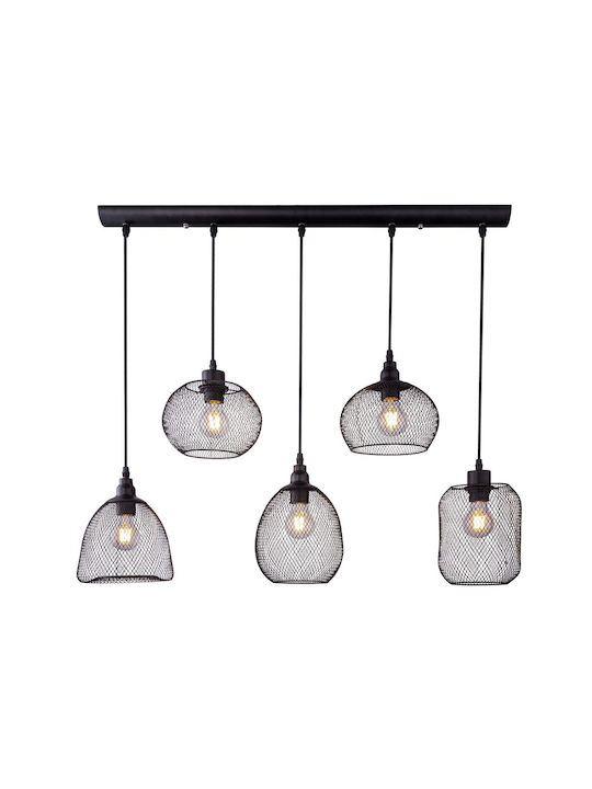 Globo Lighting Anya Pendant Chandelier Rail for 5 Bulbs E27 Black