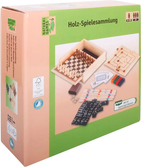 Natural Games Chess /Draughts Wood with Pawns 25x25cm