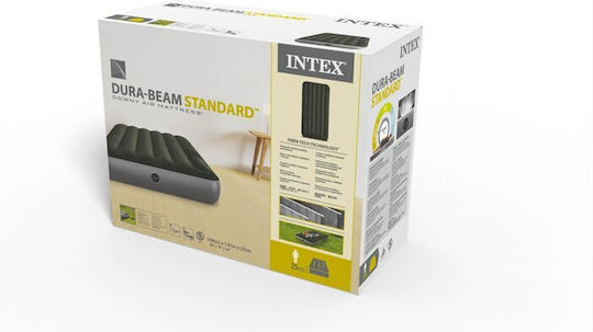 Intex Inflatable Sleeping Mattress Single with Built-in Pump Downy 191x99x25εκ. Gray