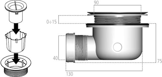 Ideal Standard Вентил Душ с Изход 90мм. сребърен