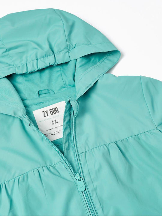 Kids' Casual Jacket Short Windproof with Hood Turquoise