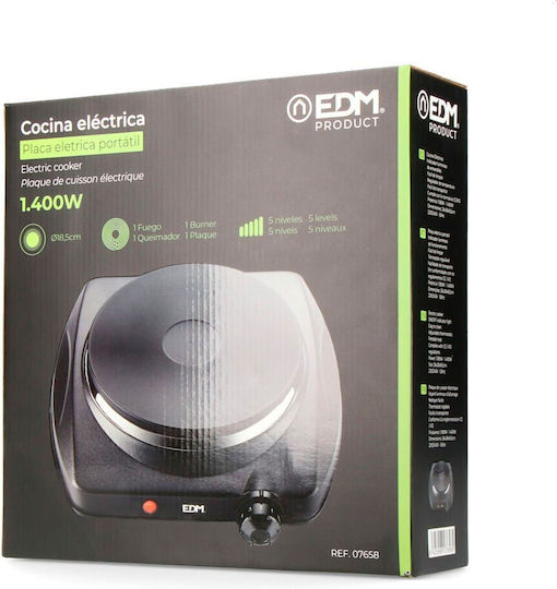 EDM Grupo Enamel Countertop Single Burner Black
