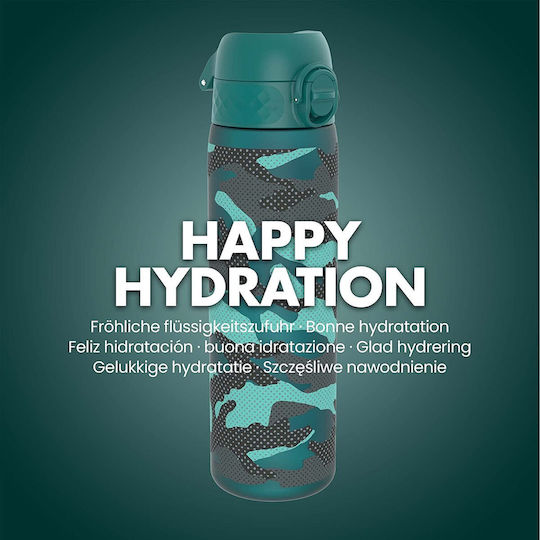 Ion8 Sport Slim Παιδικό Παγούρι Πλαστικό Non Spill Camo 600ml