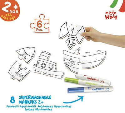 Carioca Baby Transports My First Coloring Puzzle Colouring Set Σετ Ζωγραφικης με 8 Μαρκαδόρους 10pcs