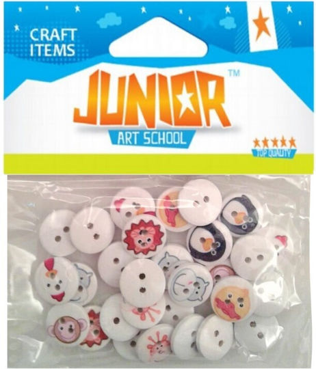 Junior Holz Buttons 30Stück (Verschiedene Designs)