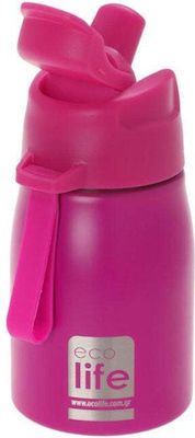 Ecolife Kids Stainless Steel Water Bottle with Straw Fuchsia 400ml