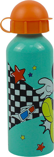 Gim Mickey Kids Water Bottle Mickey Aluminium with Pop-Up Cap Light Blue 520ml