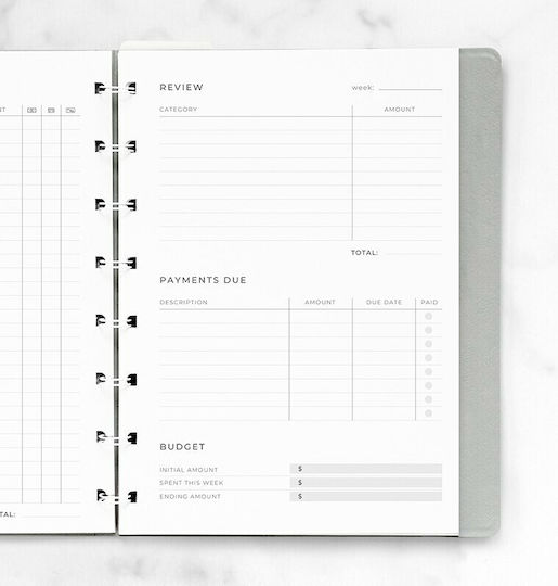 Filofax Εβδομαδιαίο Ανταλλακτικό Ημερολογίου Α5 Notebook Expense Tracker Λευκό