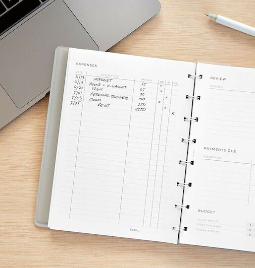 Filofax Εβδομαδιαίο Ανταλλακτικό Ημερολογίου Α5 Notebook Expense Tracker Λευκό