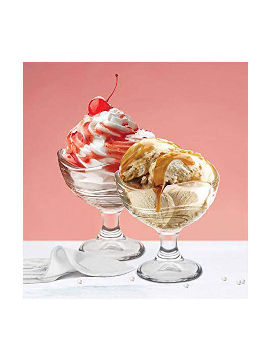 Homestyle Pollo Ice Cream Serving Bowl Round Glass Transparent with Diameter 12cm 4pcs