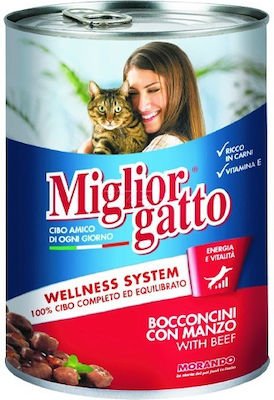 Morando Miglior Gatto Wellness Nasses Katzenfutter für Katze in Dose mit Kalb 405gr PWL10010