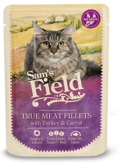 Sam's Field Υγρή Τροφή για Γάτες σε Φακελάκι με Γαλοπούλα χωρίς Σιτηρά 85gr