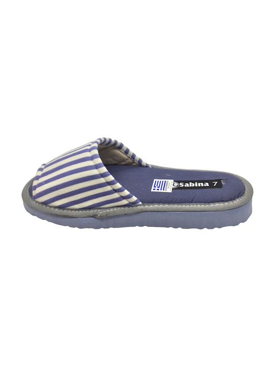 Damen Sommer Baumwolle Hausschuhe Sabina S-0028 Blau