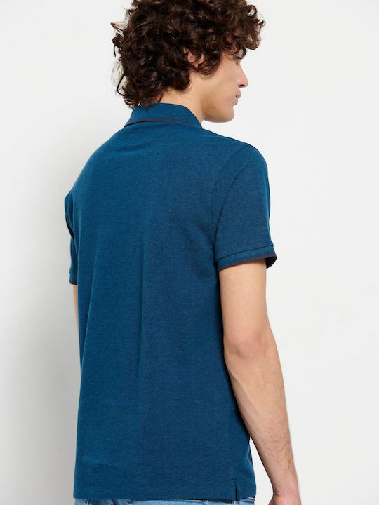 Funky Buddha FBM007-02011 Polo Blouse Petrol Blue Funky Buddha FBM007-02011 Polo Blouse Petrol Blue