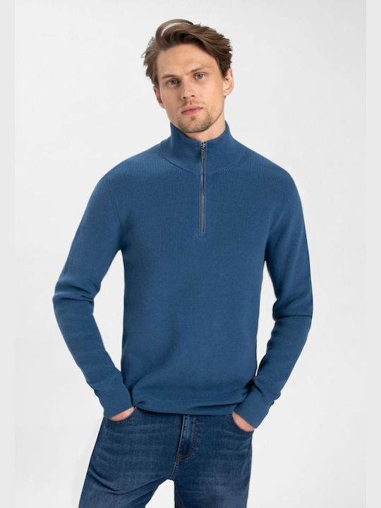 Volcano S-ORLANDO Warmer Pullover für Herren mit Stehkragen - Denim Blue