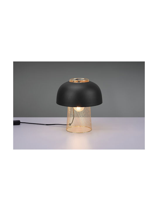 Trio Lighting Punch Metal Vintage Table Lamp for Socket E27 with Black Shade and Gold Base