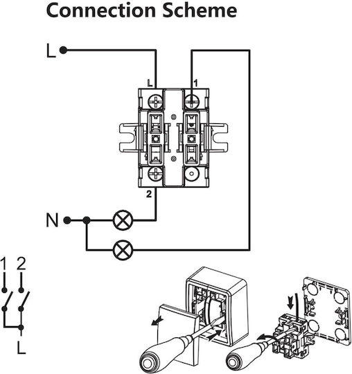 Aca Murata Comutator De Perete Electric Dublu Cu Ramă Albă