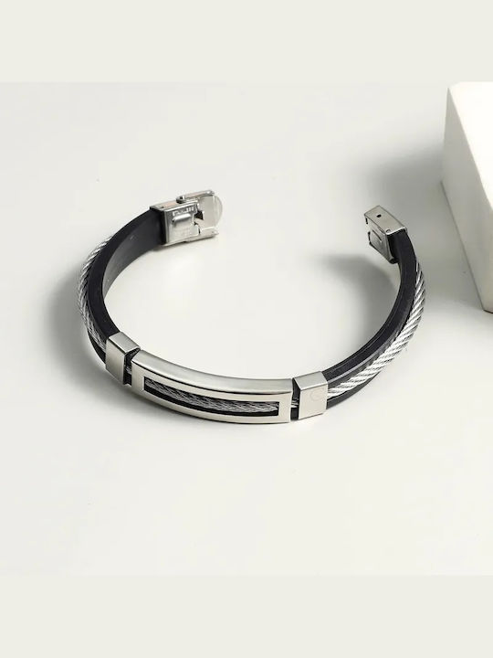 Spiral Stripe Rubber Bangle, made of rubber and brass alloy.