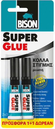 Bison Gel Superglue Adhesive 3g 2pcs x (1 Package)