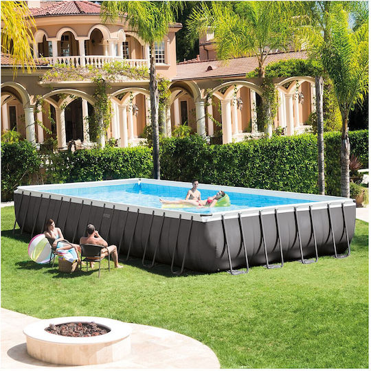 Intex Ultra Frame XTR Πισίνα PVC 10.5lt με Μεταλλικό Σκελετό 975x488x132εκ. Γκρι