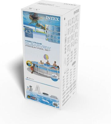 Intex Prism Frame Premium Piscină Rotundă 14.141lt Cu Cadru Metalic 427x107cm Gri
