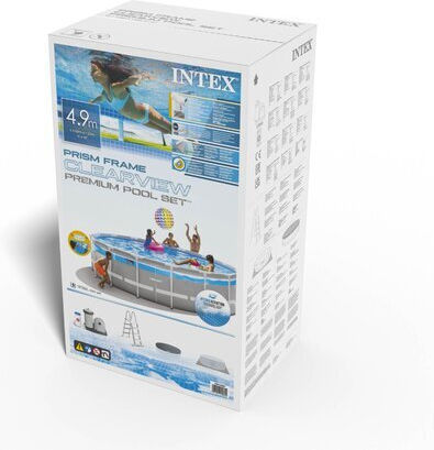 Intex Prism Frame Premium Clear View Piscină Rotundă 14.141lt Cu Cadru Metalic 488x122cm Gri