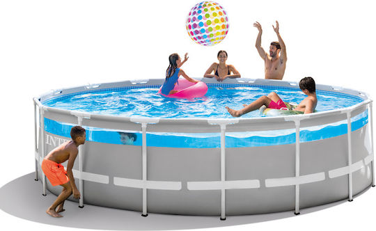Intex Prism Frame Premium Clear View Piscină Rotundă 14.141lt Cu Cadru Metalic 488x122cm Gri