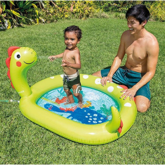 Intex Dinosaur Spray Children's Round Swimming Pool PVC 68L Inflatable 119x66cm Green