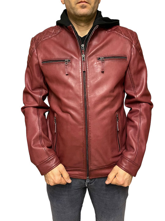 ALWIN MEN'S LEATHER JACKET BURGUNDY J&F