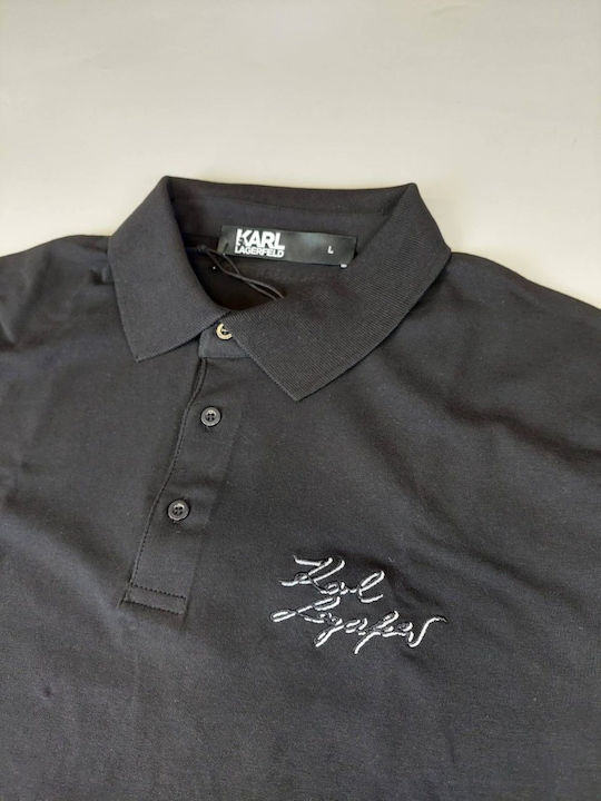 Karl Lagerfeld Herren Kurzarmshirt Polo Schwarz