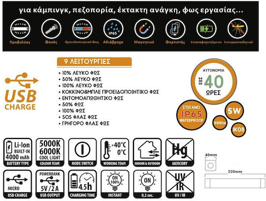 Adeleq Акумулаторен LED Фенер за Къмпинг