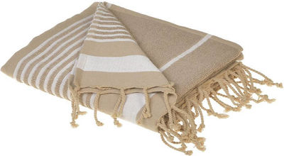 Inart Ble Beach Towel Pareo Beige with Fringes 170x90cm.